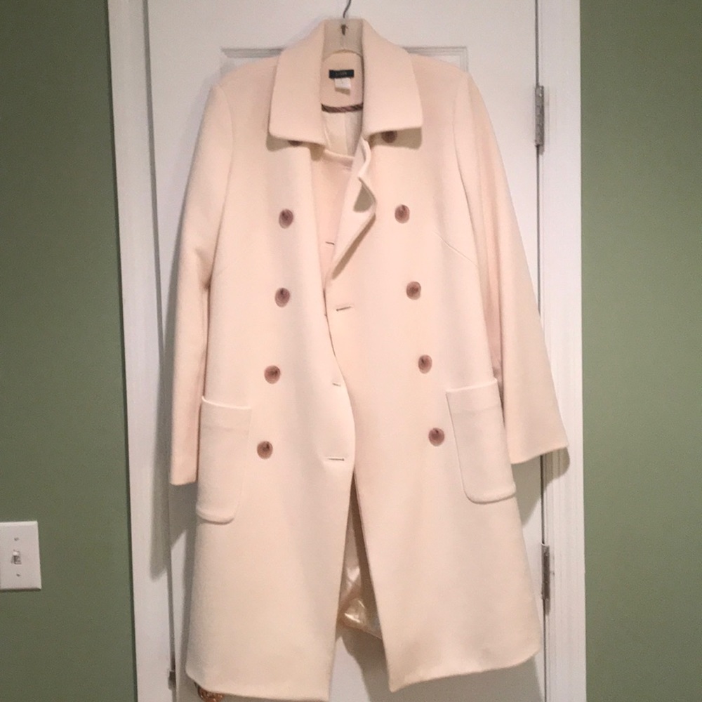 Jcrew Ivory Wool Coat